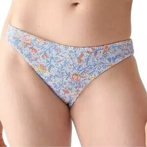 J Crew Scrunchie Hipster Bikini Bottom In Afternoon Floral Low Rise Blue M